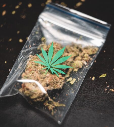 ground cannabis on clear plastic bag